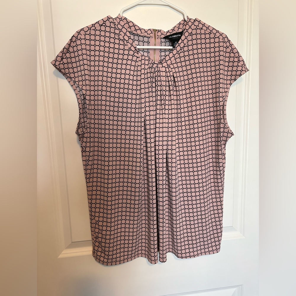 Liz Claiborne Pink and Black Geometric Blouse